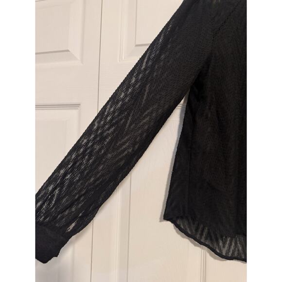Womens Free People Black Sheer Blouse Size Small - Picture 3 of 4